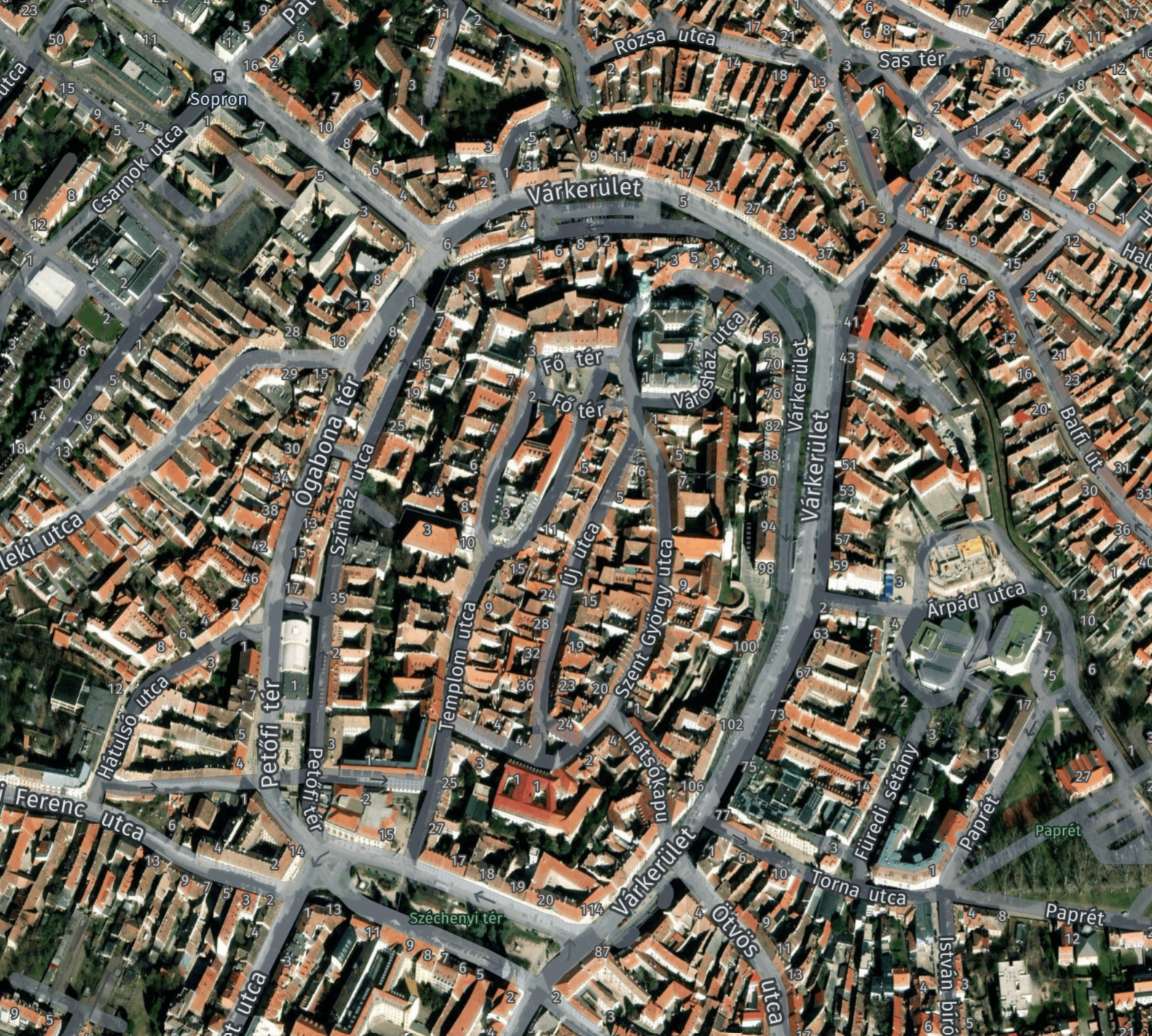 Sopron város felülnézetből